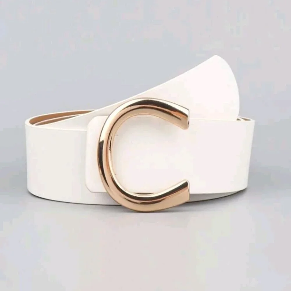 1Pcs Women Leather Buckle Decor Fashion Belt